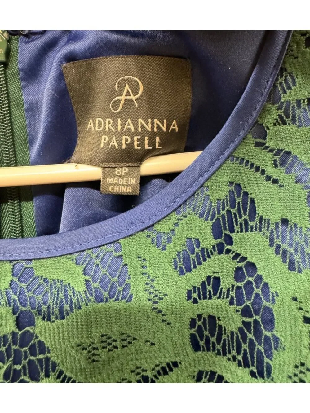 Adrianna Papell Sleeveless Green & Blue Lace Fit & Flare Dress Size M - Picture 6 of 6